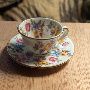 Floral Miniature Teacup and Saucer Set. Foley China